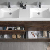 Fresca FVN93-3030RW-D Fresca Lazzaro 60" Rosewood Free Standing Double Sink Modern Bathroom Vanity w/ Medicine Cabinet