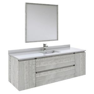 Fresca FVN31-123612ASH Fresca Formosa 60" Wall Hung Single Sink Modern Bathroom Vanity w/ Mirror in Ash