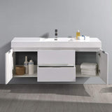 Fresca FCB8360WH-I Fresca Valencia 60" Glossy White Wall Hung Modern Bathroom Vanity