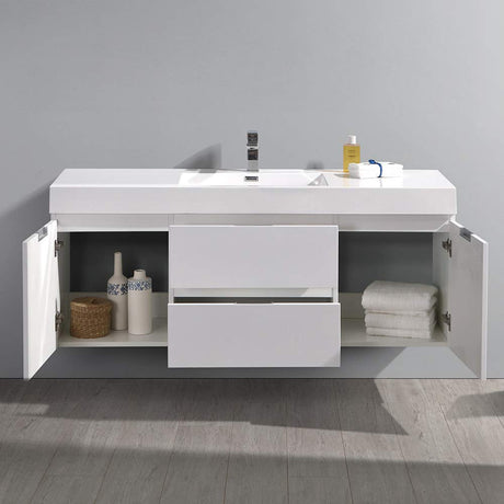 Fresca FCB8360GO-I Fresca Valencia 60" Gray Oak Wall Hung Modern Bathroom Vanity