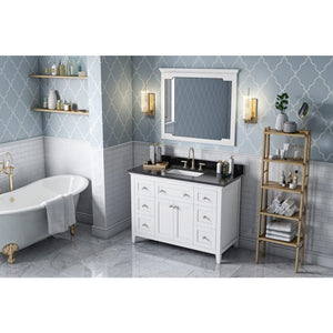 Jeffrey Alexander VKITCHA48WHBGR 48" White Chatham Vanity, Black Granite Vanity Top, undermount rectangle bowl
