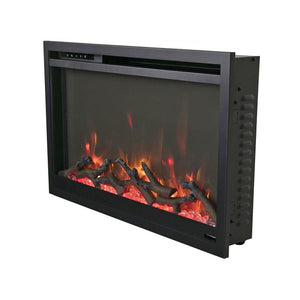 Amantii TRD-30-XS Traditional Xtraslim Smart Electric 30" WiFi Enabled Fireplace, Featuring a Multi Function Remote Control, Multi Flame Speeds and Clear Glass Media