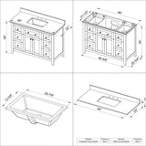 Jeffrey Alexander VKITCHA48GRWCR 48" Grey Chatham Vanity, White Carrara Marble Vanity Top, undermount rectangle bowl