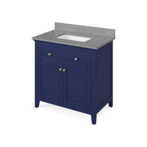 Jeffrey Alexander VKITCHA36BLSGR 36" Hale Blue Chatham Vanity, Steel Grey Cultured Marble Vanity Top, undermount rectangle bowl