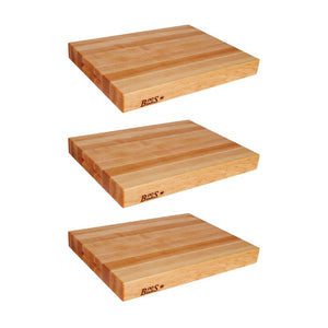 John Boos RA02-3 - 2-1/4" Thick Reversible Maple Cutting Board 20X15X2.25 MPL-EDGE GR-REV-PK OF 3-