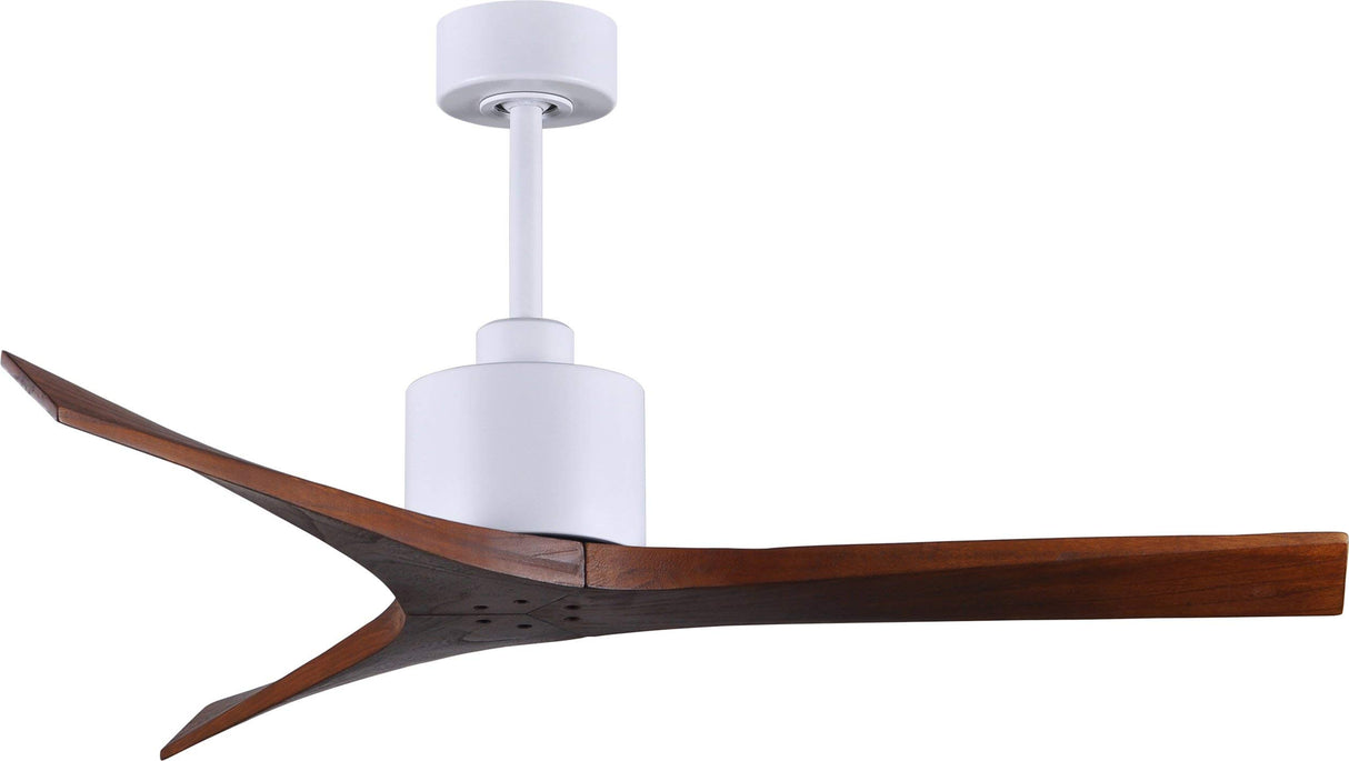 Matthews Fan MW-MWH-WA-52 Mollywood 6-speed contemporary ceiling fan in Matte White finish with 52” solid walnut tone blades