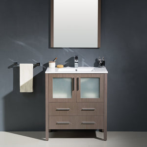 Fresca FVN6230GO-UNS Fresca Torino 30" Gray Oak Modern Bathroom Vanity w/ Integrated Sink