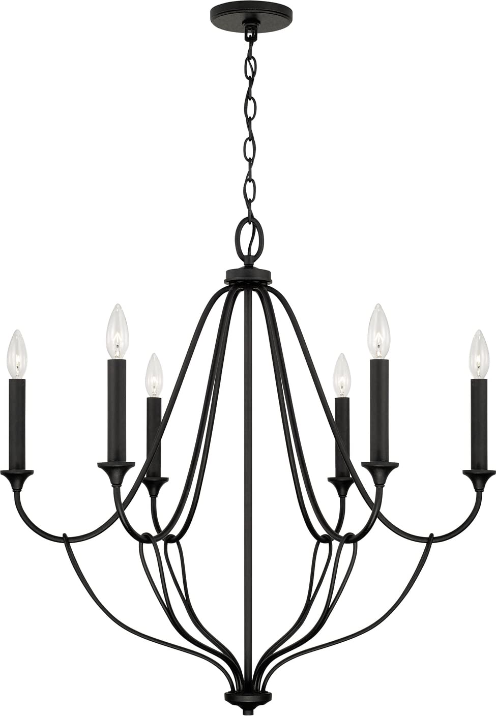 Capital Lighting 441661BI Bentley 6 Light Chandelier Black Iron