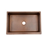 Premier Copper Products KASB33229 33-Inch Hammered Kitchen Apron Single Basin Sink, Antique Copper