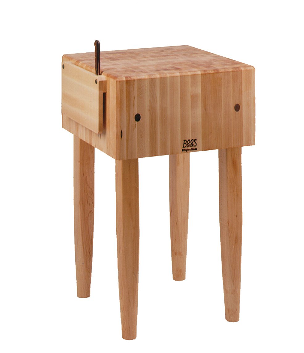 John Boos PCA1-BN Pca1 18x18x10" Maple Butcher Block w/Knife Holder,Barn Red Legs PCA BLOCK 18X18X10 W/HOLDER CRM-