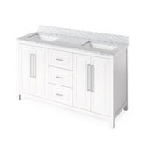 Jeffrey Alexander VKITCAD60BKBOR 60" Black Cade Vanity, double bowl, Boulder Cultured Marble Vanity Top, two undermount rectangle bowls