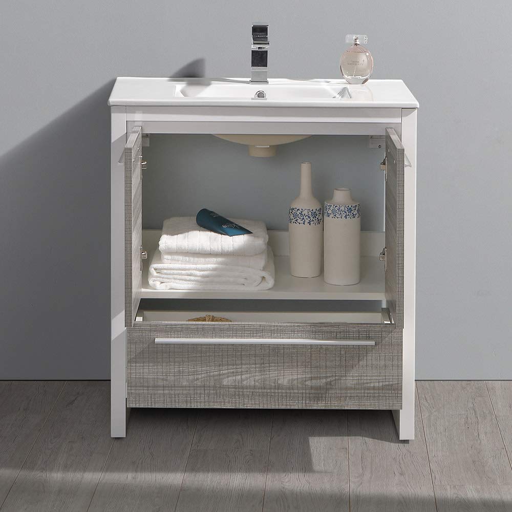 Fresca FCB8130WH-I Fresca Allier 30" White Modern Bathroom Cabinet w/ Sink