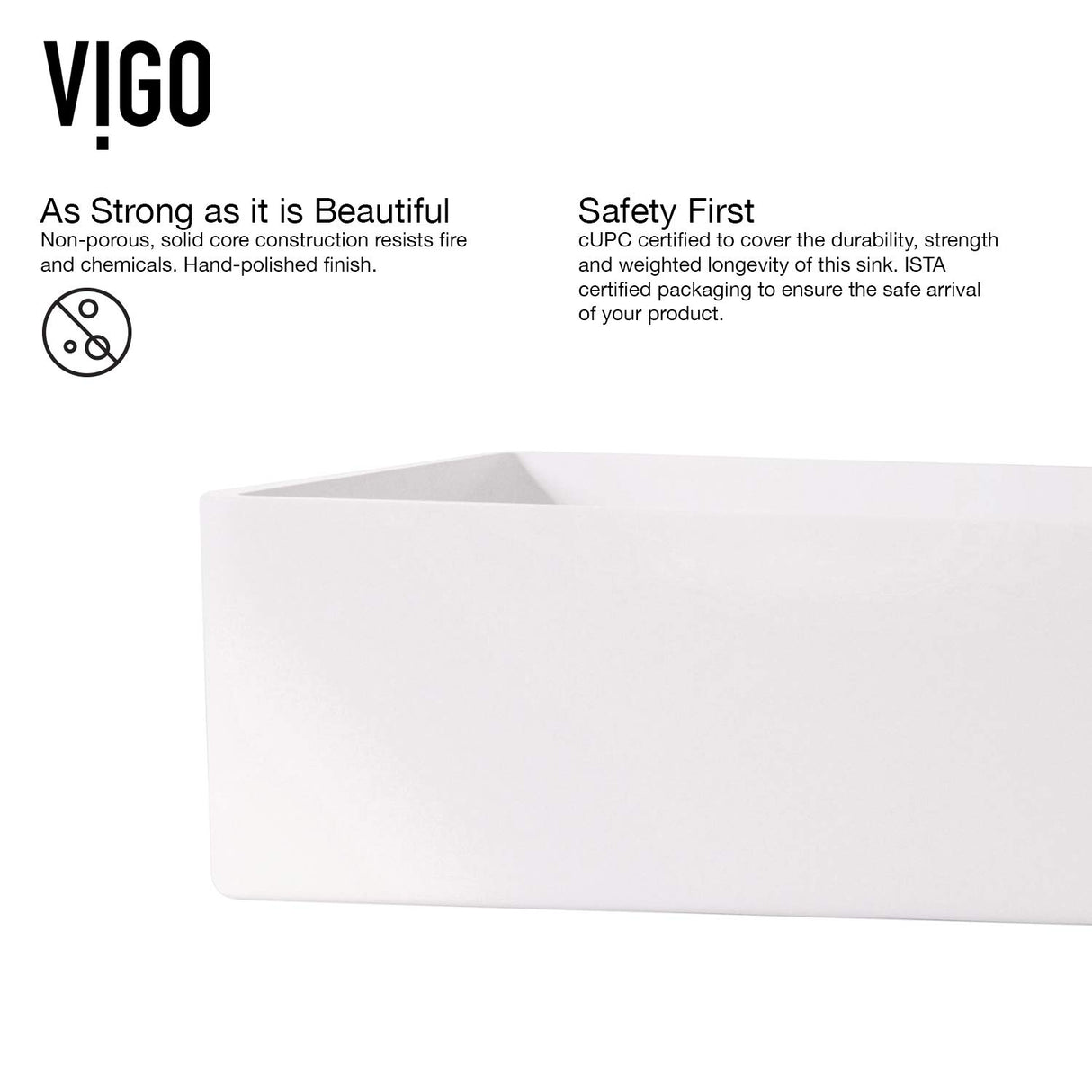 VIGO VGT963 13.88" L -21.25" W -3.13" H Handmade Countertop White Matte Stone Rectangle Vessel Bathroom Sink Set in Matte White Finish with Chrome Single-Handle Wall Mount Faucet and Pop Up Drain