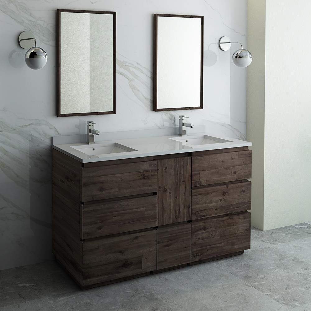 Fresca FVN31-2424ACA-FC Fresca Formosa 48" Floor Standing Double Sink Modern Bathroom Vanity w/ Mirrors