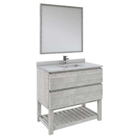 Fresca FVN3136ASH-FS Fresca Formosa 36" Floor Standing Modern Bathroom Vanity w/ Open Bottom & Mirror in Ash