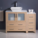 Fresca FCB62-3012WH-CWH-V Fresca Torino 42" White Modern Bathroom Cabinets w/ Top & Vessel Sink