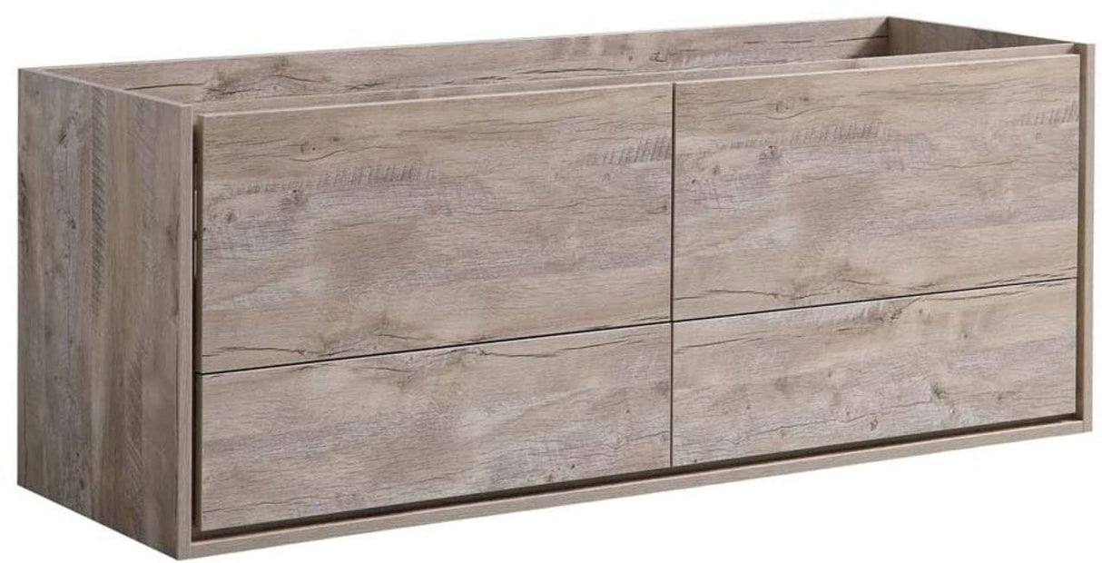 Fresca FCB9260RNW-D Fresca Catania 60" Rustic Natural Wood Wall Hung Double Sink Modern Bathroom Cabinet