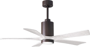 Matthews Fan PA5-TB-MWH-52 Patricia-5 five-blade ceiling fan in Textured Bronze finish with 52” solid matte white wood blades and dimmable LED light kit 