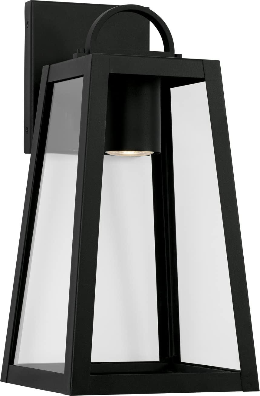 Capital Lighting 943711BK-GL Leighton 1 Light Outdoor Wall Lantern Black