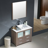 Fresca FVN6236GO-VSL Fresca Torino 36" Gray Oak Modern Bathroom Vanity w/ Vessel Sink