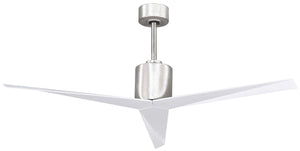 Matthews Fan EK-BN-WH Eliza 3-blade paddle fan in Brushed Nickel finish with gloss white all-weather ABS blades. Optimized for wet locations.