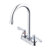 Gerber GC444555 Chrome Commercial Two Handle Centerset Lavatory Faucet W/ GOOSENECK...
