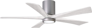 Matthews Fan IR5HLK-BN-MWH-52 IR5HLK five-blade flush mount paddle fan in Brushed Nickel finish with 52” solid matte white wood blades and integrated LED light kit.