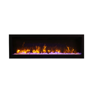 Amantii SYM-50 Symmetry Smart Electric  50" Indoor / Outdoor WiFi Enabled Built In Fireplace, Featuring a MultiFunction Remote Control , Multi Speed Flame Motor and a 10 piece Birch Log Set