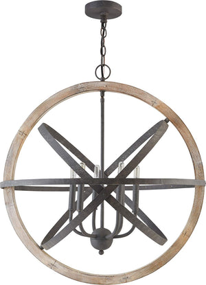Capital Lighting 330561IW Bluffton 6 Light Pendant Iron and Wood