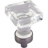 Jeffrey Alexander G140BNBDL 1" Overall Length Brushed Pewter Square Glass Harlow Cabinet Knob