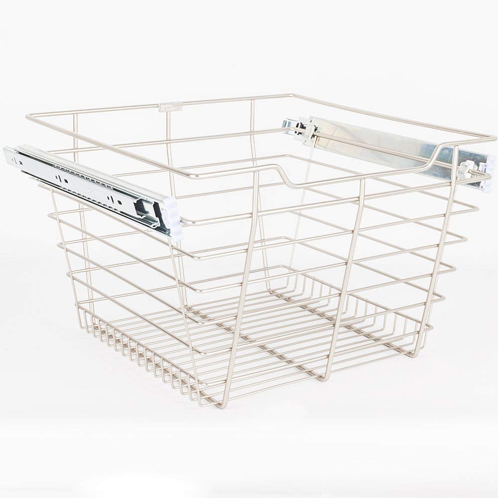 Hardware Resources POB1-141711SN Satin Nickel Closet Pullout Basket with Slides 14"D x 17"W x 11"H