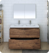 Fresca FCB9148RW-D-I Fresca Tuscany 48" Rosewood Free Standing Modern Bathroom Cabinet w/ Integrated Double Sink