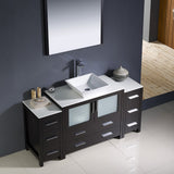 Fresca FVN62-123612ES-VSL Fresca Torino 60" Espresso Modern Bathroom Vanity w/ 2 Side Cabinets & Vessel Sink