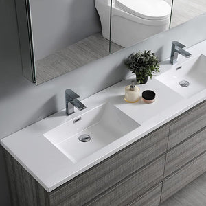 Fresca FCB93-3636MGO-D-I Fresca Lazzaro 72" Gray Wood Free Standing Modern Bathroom Cabinet w/ Integrated Double Sink