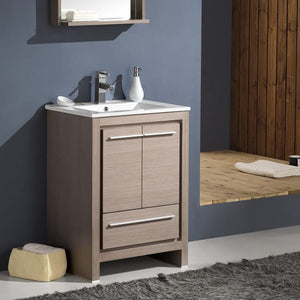 Fresca FVN8125GO Fresca Allier 24" Gray Oak Modern Bathroom Vanity w/ Mirror