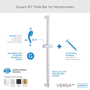 Gerber D461734BS Satin Black Square Versa 30" Slide Bar