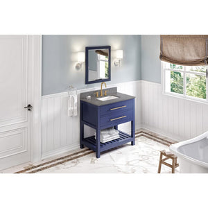 Jeffrey Alexander VKITWAV36BLBOR 36" Hale Blue Wavecrest Vanity, Boulder Cultured Marble Vanity Top, undermount rectangle bowl