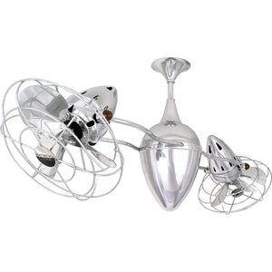 Matthews Fan AR-CR-MTL Ar Ruthiane 360° dual headed rotational ceiling fan in polished chrome finish with metal blades.