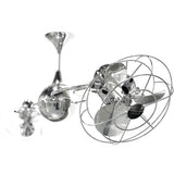 Matthews Fan IV-CR-MTL Italo Ventania 360° dual headed rotational ceiling fan in polished chrome finish with metal blades.