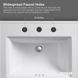 KOHLER K-2337-8-17 Memoirs Stately Rectanglar Drop in Bathroom Sink, 22 3/4", White