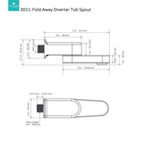 PULSE ShowerSpas 3011-TS-CH Fold Away Tub Spout and Diverter, 1/2" NPT Connection, Polished Chrome