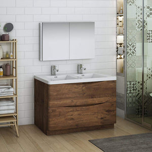 Fresca FVN9148RW-D Fresca Tuscany 48" Rosewood Free Standing Double Sink Modern Bathroom Vanity w/ Medicine Cabinet