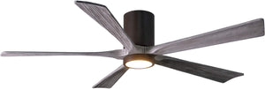 Matthews Fan IR5HLK-TB-BW-60 IR5HLK five-blade flush mount paddle fan in Textured Bronze finish with 60” solid barn wood tone blades and integrated LED light kit.
