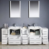 Fresca FVN62-72WH-UNS Fresca Torino 84" White Modern Double Sink Bathroom Vanity w/ 3 Side Cabinets & Integrated Sinks