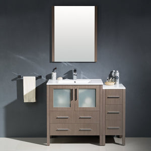 Fresca FVN62-3012GO-UNS Fresca Torino 42" Gray Oak Modern Bathroom Vanity w/ Side Cabinet & Integrated Sink