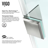 VIGO 30 in. x 46 in. x 73 in. Monteray Frameless Hinged Rectangle Shower Enclosure with Clear 0.38" Tempered Glass and Hardware in Brushed Nickel Finish with Reversible Handle - VG6011BNCL48