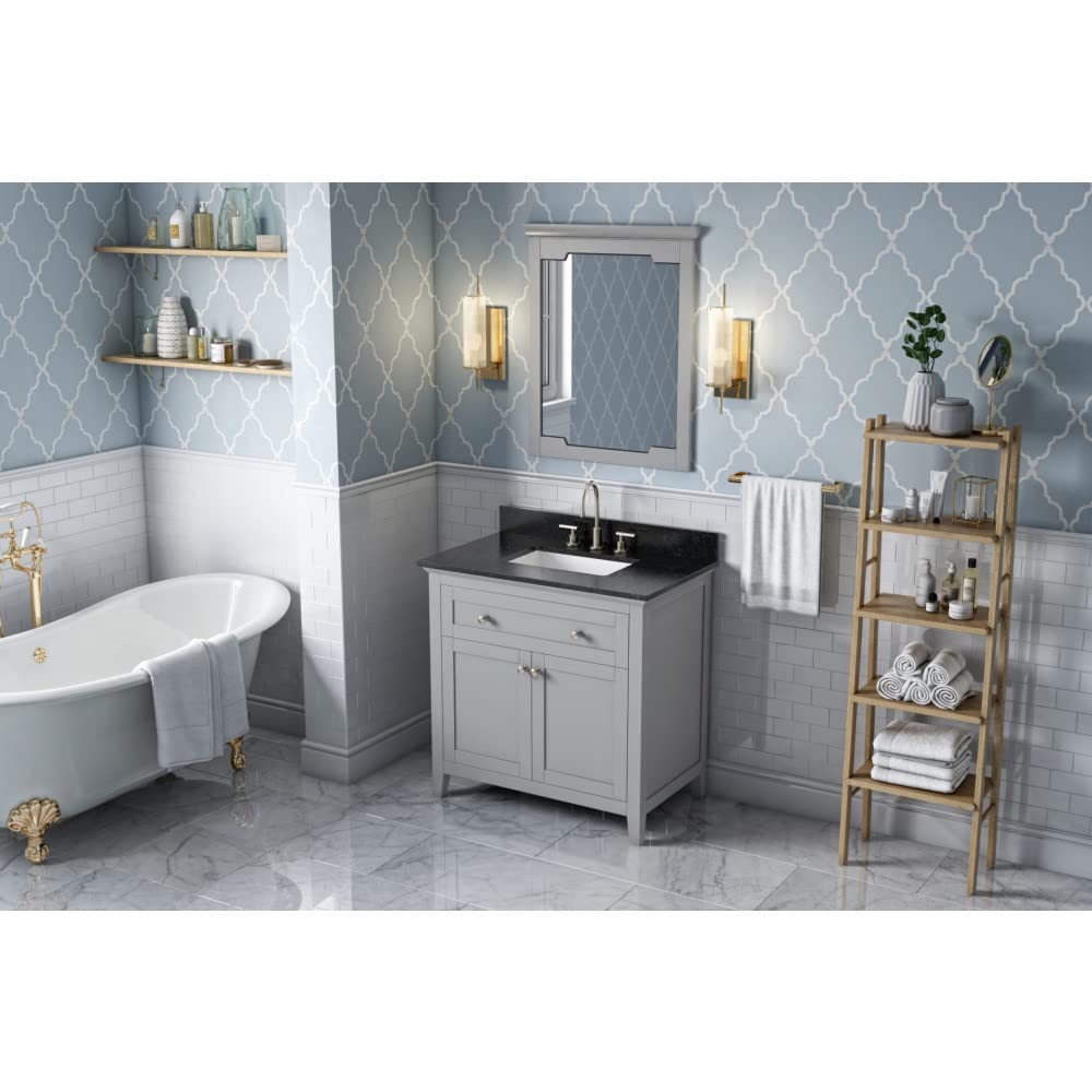 Jeffrey Alexander VKITCHA36GRBGR 36" Grey Chatham Vanity, Black Granite Vanity Top, undermount rectangle bowl