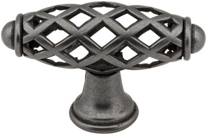 Jeffrey Alexander 749DACM 2-5/16" Overall Length Gun Metal Birdcage Tuscany Cabinet "T" Knob