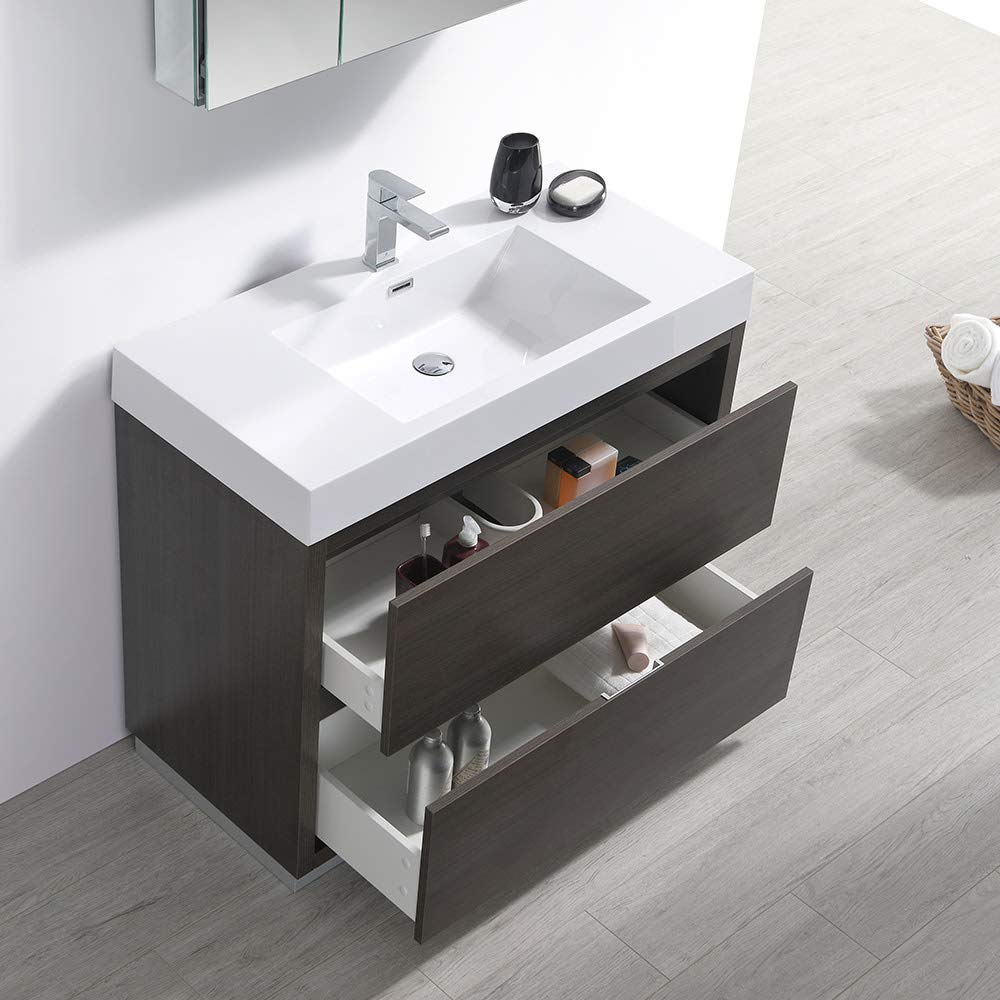 Fresca FVN8442WH Fresca Valencia 40" Glossy White Free Standing Modern Bathroom Vanity w/ Medicine Cabinet