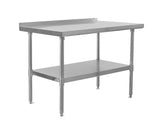 John Boos UFBLS3024 E Series Stainless Steel 430 Budget Work Table, Adjustable Undershelf, 1.5" Turn Up Rear Riser Top, Legs, 30" Length x 24" Width